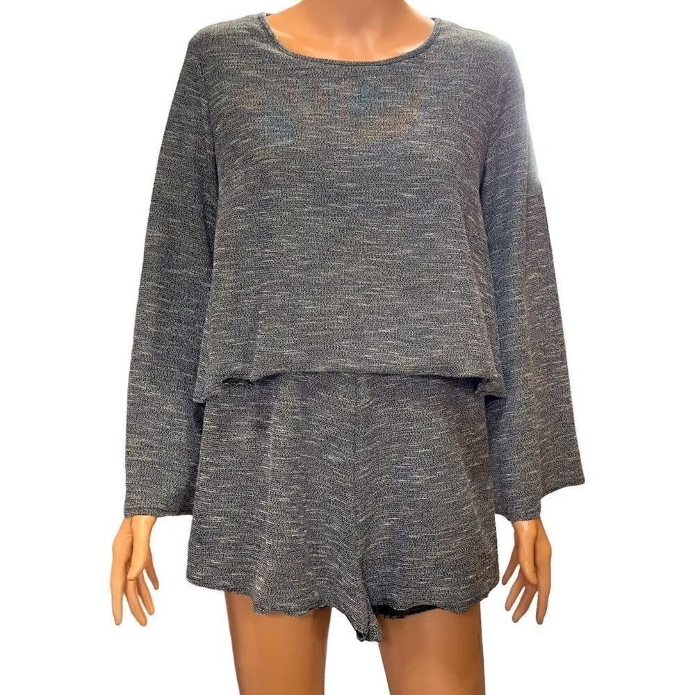 Showpo Gray Bell Long Sleeve Open Back Romper Size 4